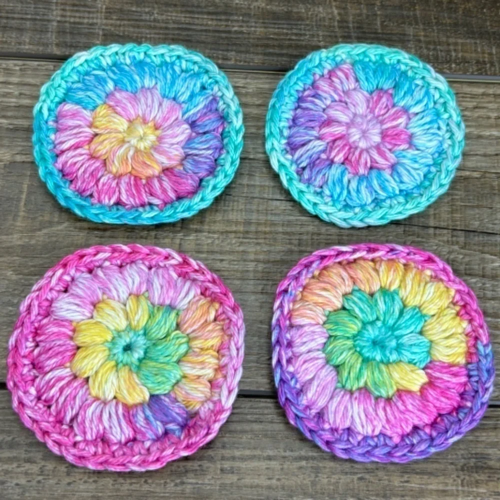 Handcrafted Crochet Face Round Makeup Remover Scrubbies Set Cotton Yarn